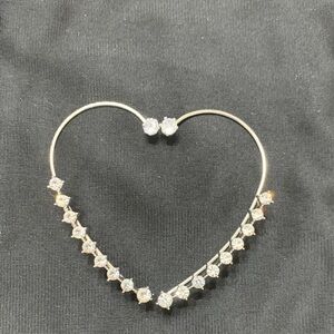 Dazzling Silver Heart Necklace with Crystals